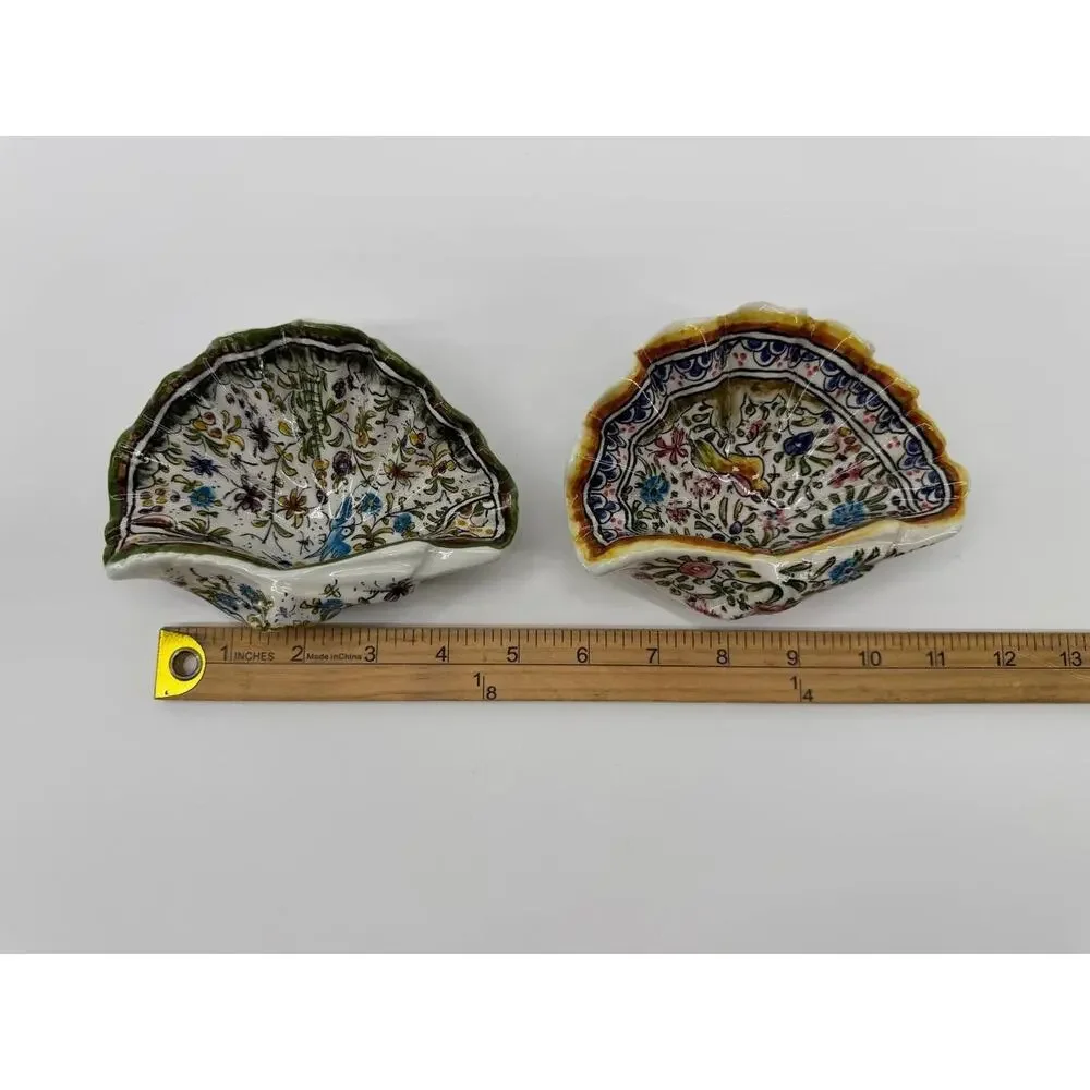 Ceramicas Coimbra Portugal Shell Bowls Set Hand Painted Marta Sec XVIII 1.14lb